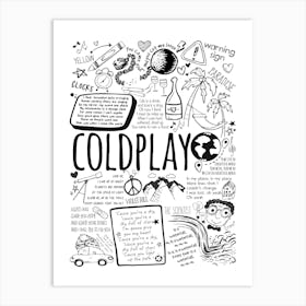 Coldplay Doodle Lyrics Art Print