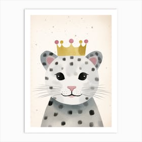 Little Snow Leopard 1 Wearing A Crown Art Print