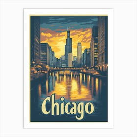 Aihrgdesign A Mid Century Modern Travel Poster For Chicago 4 Art Print