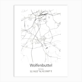 Wolfenbuttel,Germany Minimalist Map Art Print