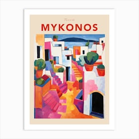 Mykonos Greece 2 Fauvist Travel Poster Art Print