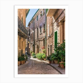 Fornalutx Cobblestone Street In Spain Art Print