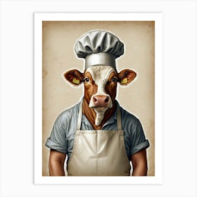 Chef Cow Canvas Art Art Print