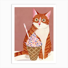 Cat And Ice Cream 3 Art Print