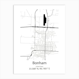 Bonham,United States Minimalist Map Art Print