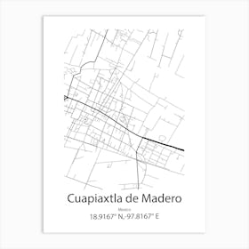 Cuapiaxtla De Madero,Mexico Minimalist Map Art Print