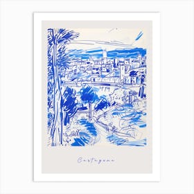 Cartagena Spain Mediterranean Blue Drawing Poster Art Print