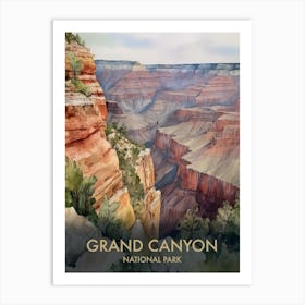 Grand Canyon National Park Watercolour Vintage Travel Poster 4 Art Print