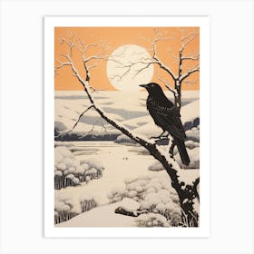 Winter Bird Painting Crow 2 Art Print