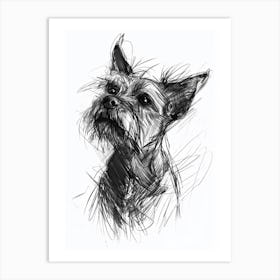 Terrier Black Charcoal Line Art Print