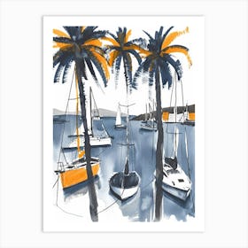 Palm Trees In The Harbor Art Print