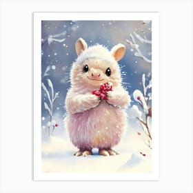 Cute Hamster In The Snow Art Print