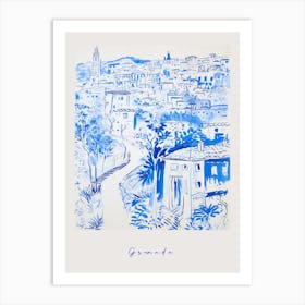 Granada Spain 3 Mediterranean Blue Drawing Poster Art Print