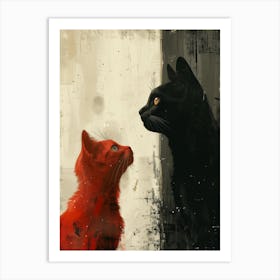 Two Cats Looking At Each Other Art Print