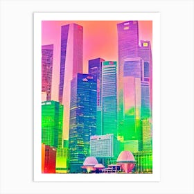 Marina Bay Singapore Retro Risograph Print 2 harbour Art Print