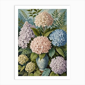 Pastel Hydrangeas In A Vase Art Print