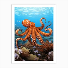 Day Octopus Realistic Illustration 9 Art Print