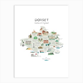 Dorset Southwest England Map Art Print