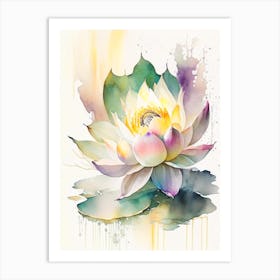 Lotus Flower, Buddhist Symbol Storybook Watercolour 1 Art Print