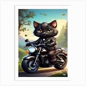 Cat On A Motorcycle 3 Art Print