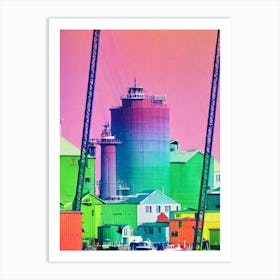 Port Of Nuuk Greenland Retro Risograph Print 1 harbour Art Print