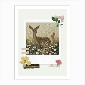 Scrapbook Deer And Rabbits Fairycore Painting 4 Art Print