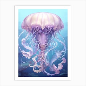 Upside Down Jellyfish Pencil Drawing 4 Art Print
