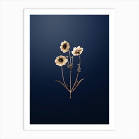 Gold Botanical Perennial Dyer's Coreopsis Flower on Midnight Navy Art Print
