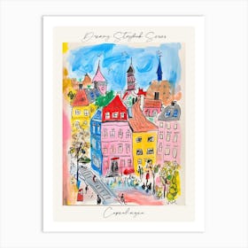 Poster Of Copenhagen, Dreamy Storybook Illustration 2 Art Print