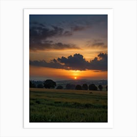 Sunset Over A Field Art Print