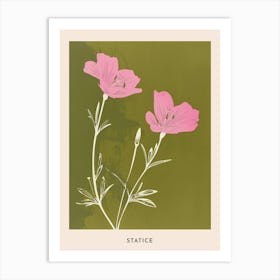 Pink & Green Statice 1 Flower Poster Art Print