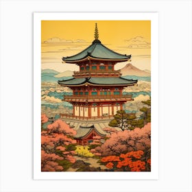 Kiyomizu Dera Temple, Japan Vintage Travel Art 3 Art Print