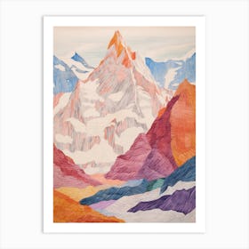 Makalu Nepal 1 Colourful Mountain Illustration Art Print