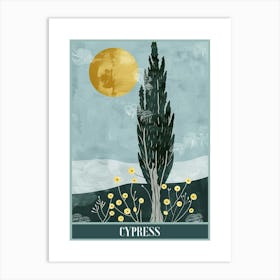 Cypress Tree Flat Illustration 2 Poster Art Print