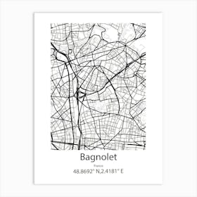 Bagnolet,France Minimalist Map Art Print