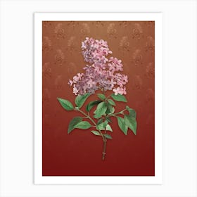 Vintage Chinese Lilac Botanical on Falu Red Pattern n.0531 Art Print