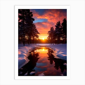 Sunset In The Forest Art Print