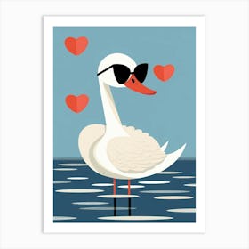 Little Swan Wearing Sunglasses Art Print