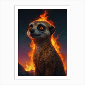 Meerkat In Flames 1 Art Print