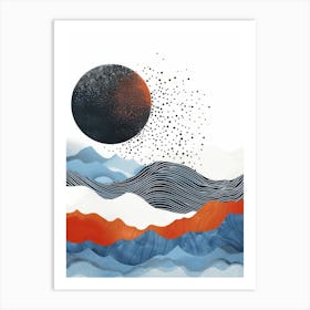 Moon And The Waves Art Print