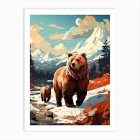 Bears In The Snow Art Print