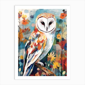 Bird Painting Collage Barn Owl 4 Art Print