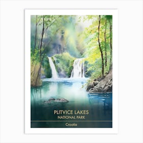 Plitvice Lakes National Park Croatia Watercolour 3 Art Print