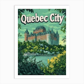 Aihrgdesign A Retro Travel Poster For Quebec City Art Print