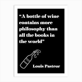 Wine Philosophy Black Art Print
