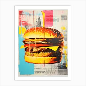 Retro Burger Risograph Inspired 4 Art Print