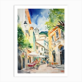 Amalfi, Italy Watercolour Streets 1 Art Print