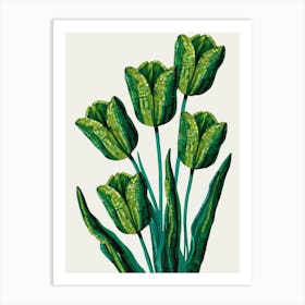 Green Tulips 1 Art Print