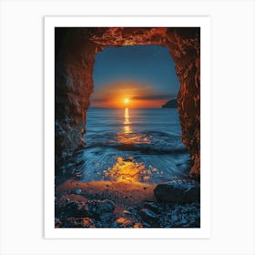 Sunset Through A Cave Art Print