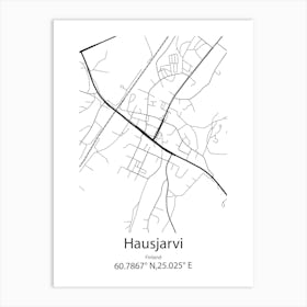 Hausjarvi,Finland Minimalist Map Art Print